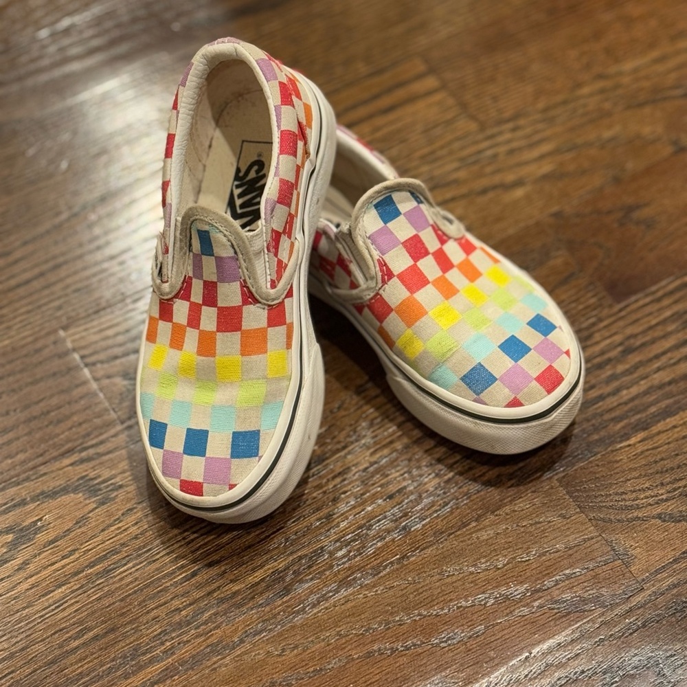Vans Kids' Colorful Checkered Slip-On Sneakers